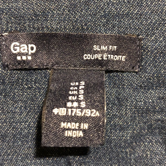 GAP denim snap front long sleeve collared shirt - Picture 3 of 6